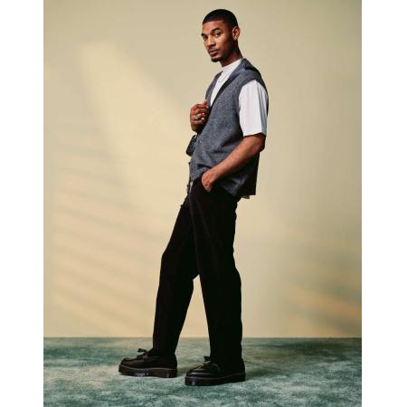 ASOS DESIGN - Baggy broek van corduroy in zwart