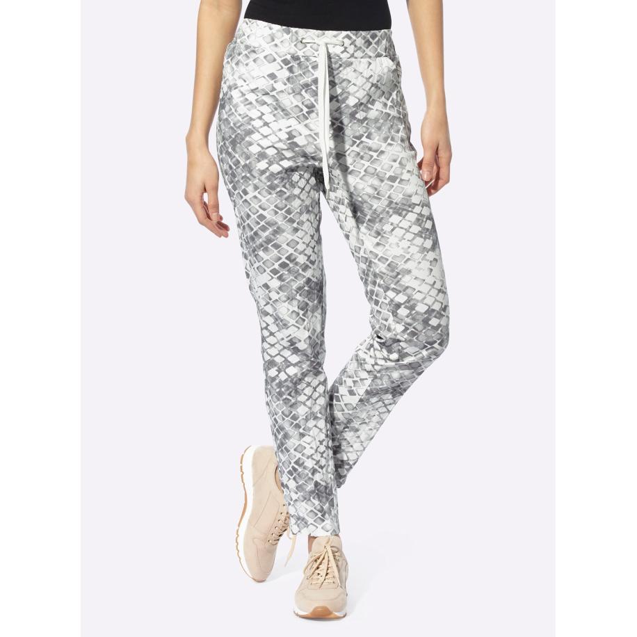 heine heine Broek lichtgrijs / wit -