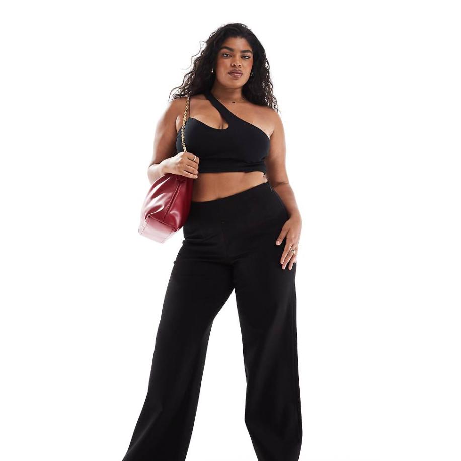 Vero Moda Curve Smalle flare-broek met stretch in zwart Zwart