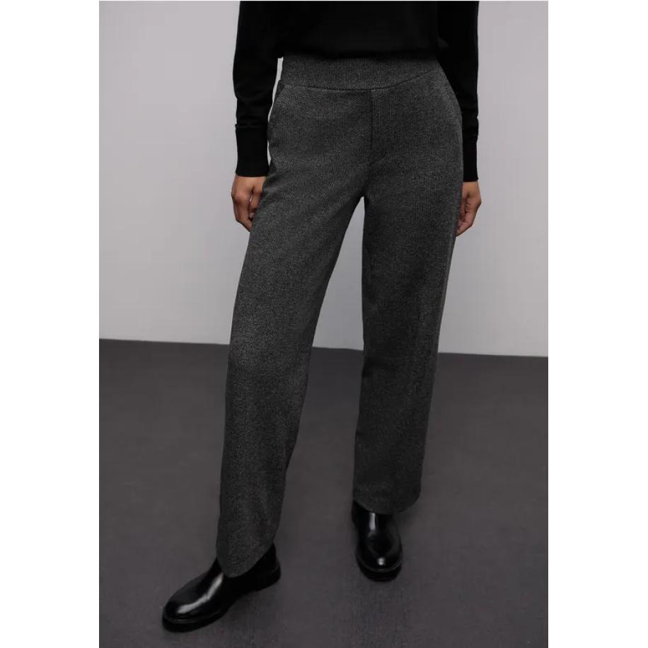 Street One Rechte legging jacquard broek Grijs