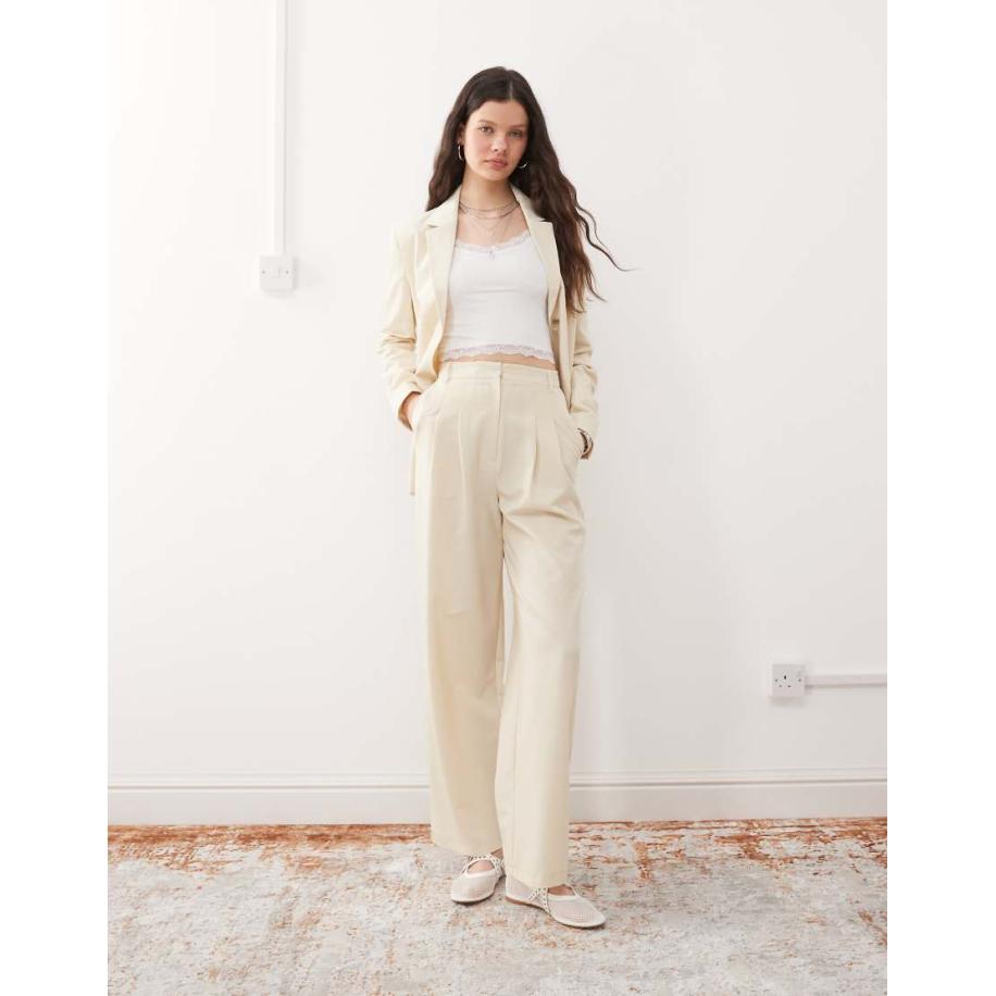 Miss Selfridge Essentials Broek met wijde pijpen in crème-Neutraal Multicolor