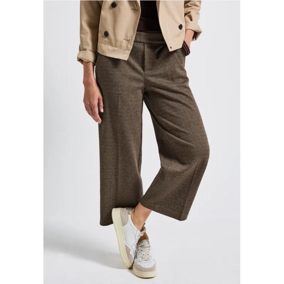 Street One Broek met gedessineerde straight legs Bruin