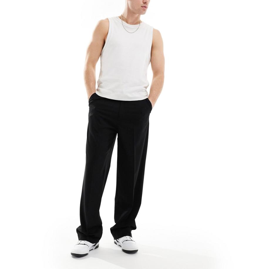 ASOS DESIGN - Broek met wijde pijpen in zwart Zwart
