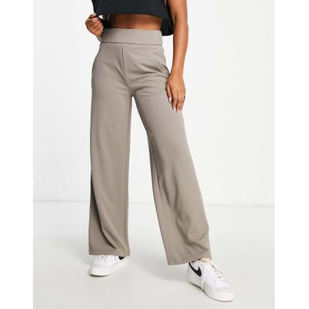 JDY Elegante broek met wijde pijpen in champignonkleur-Grijs