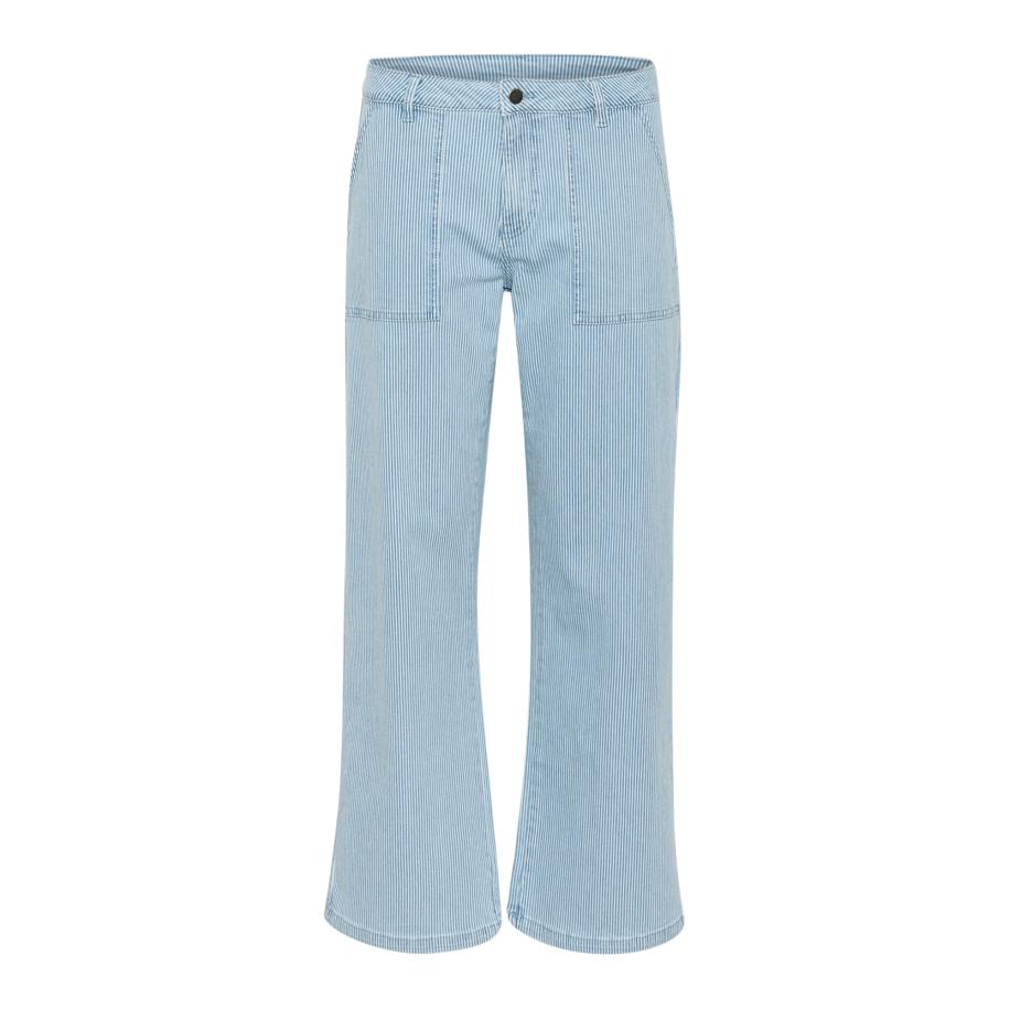 Culture CULTURE Broek Milky lichtblauw / wit -