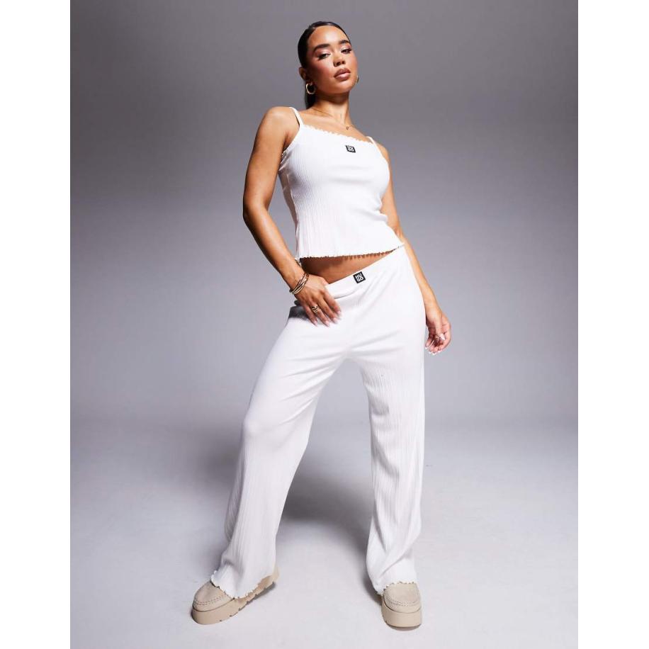 HUGO Red Loungebroek met gestapeld logo in beige, deel van co-ord set-Neutraal Multicolor