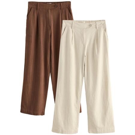 Next Next Bandplooibroek ecru / bruin