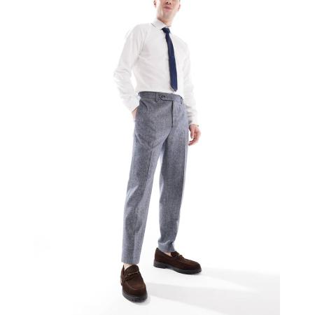 ASOS DESIGN - Nette toelopende broek van wolmix in marineblauw