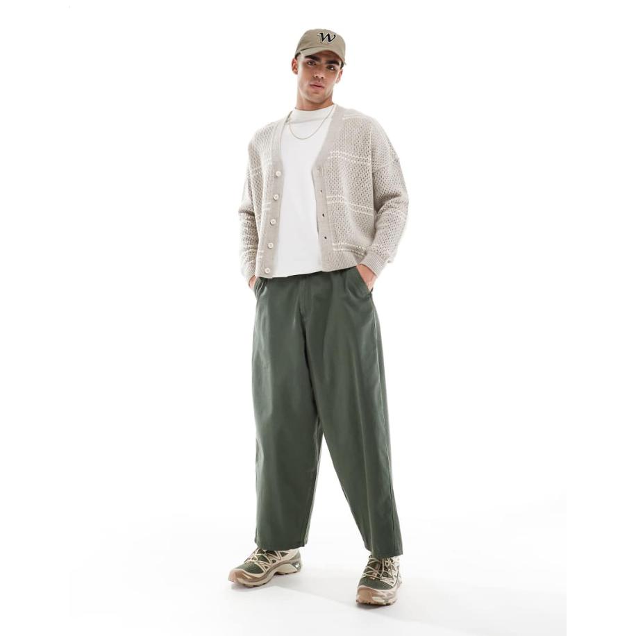 ASOS DESIGN - Oversized baggy chino in kaki-Groen Groen