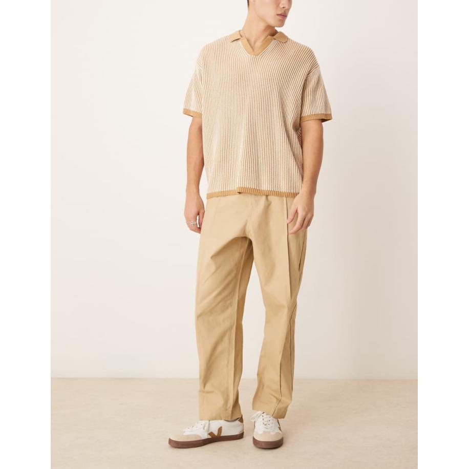 ASOS DESIGN - Broek met ballonpijpen en siernaden in lichtbruin Bruin