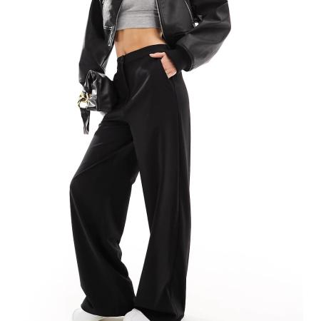 ASOS DESIGN Tall Elegante ruimvallende broek met rechte pijpen in zwart