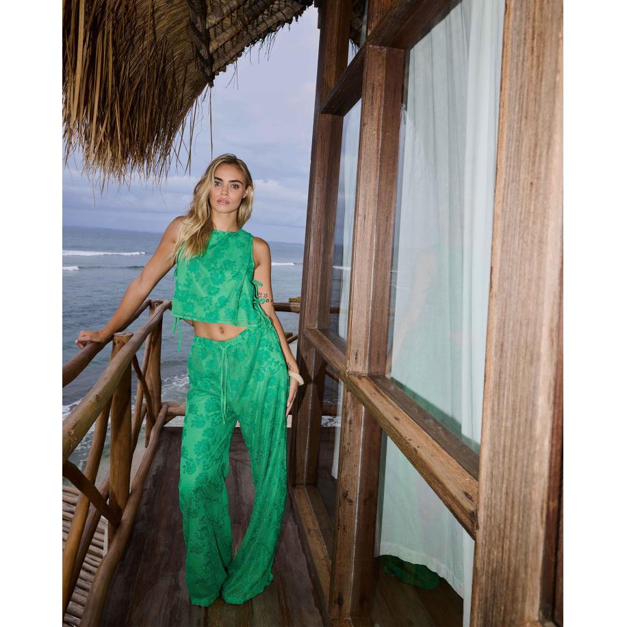 Refined Department Wide Leg Broek Mara Groen