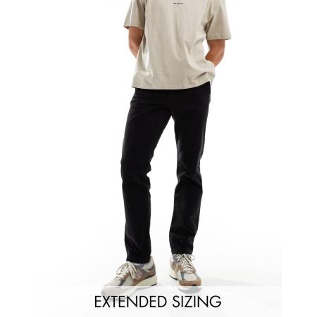 ASOS DESIGN - Slim-fit broek van corduroy in zwart