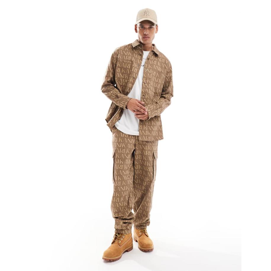 Karl Kani - Cargobroek in lichtbeige, deel van co-ord set-Neutraal Multicolor