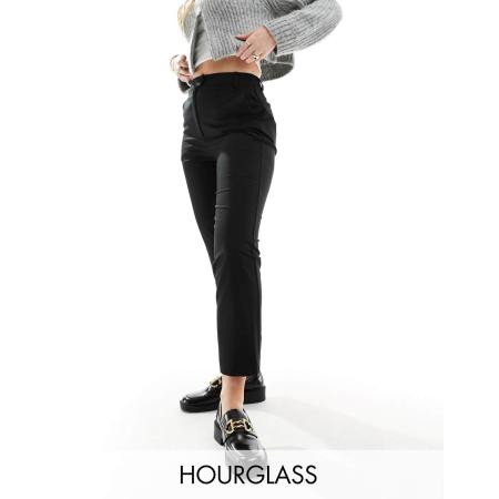 ASOS DESIGN Hourglass Elegante smalle enkellange rechte broek in zwart