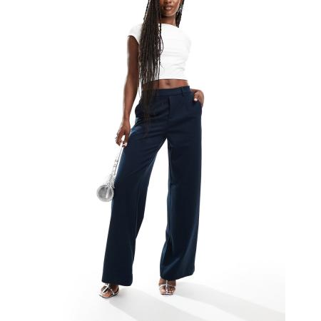 Object Elegante broek met wijde pijpen in marineblauw