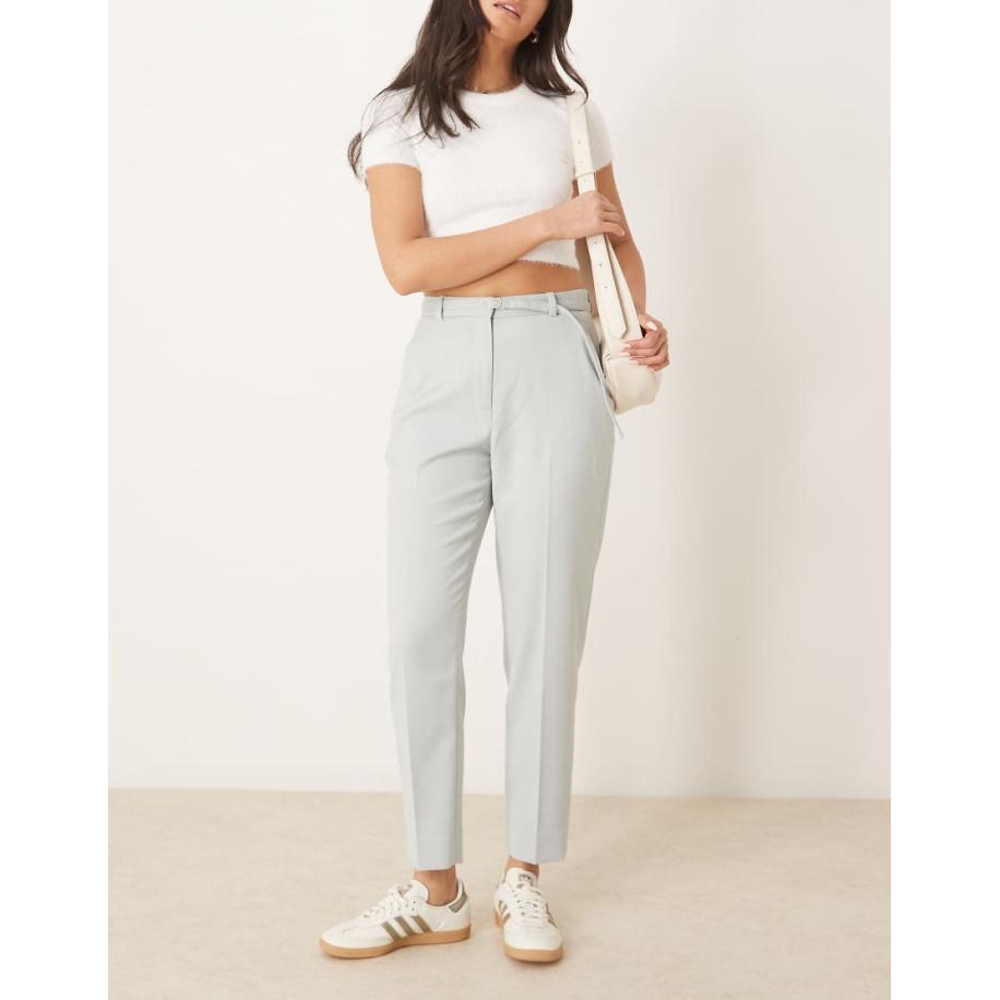 Abercrombie & Fitch Klassieke cigarette broek met hoge taille in grijs Grijs