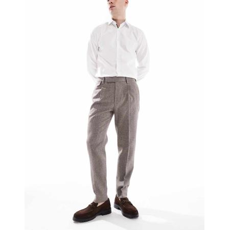 ASOS DESIGN - Nette broek van wolmix met toelopende pasvorm en muntzakje in donkergrijs