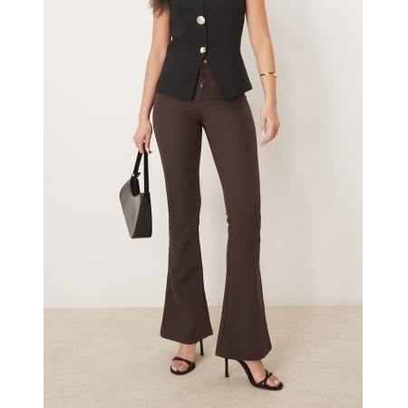 Gina Tricot Flare jeans met stretch en lage taille in bruin