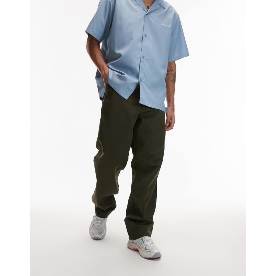 Carhartt WIP - Eenvoudige ruimvallende broek met rechte pijpen in kaki-Groen Groen