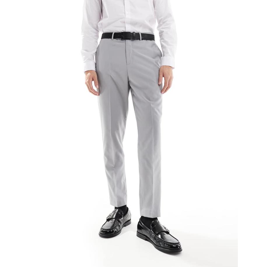 ASOS DESIGN - Nette broek met toelopende pasvorm in lichtgrijs Grijs