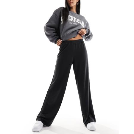 Monki Zachte casual broek met rechte pijpen in zwart