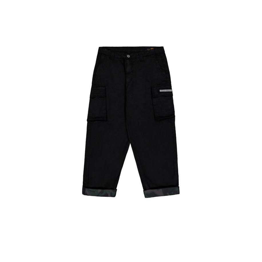 ALPHA INDUSTRIES Cargobroek zwart / wit Zwart