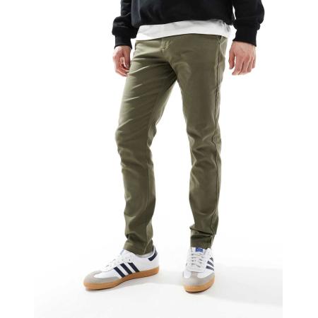 ASOS DESIGN - Skinny-fit chino's in kaki-Groen