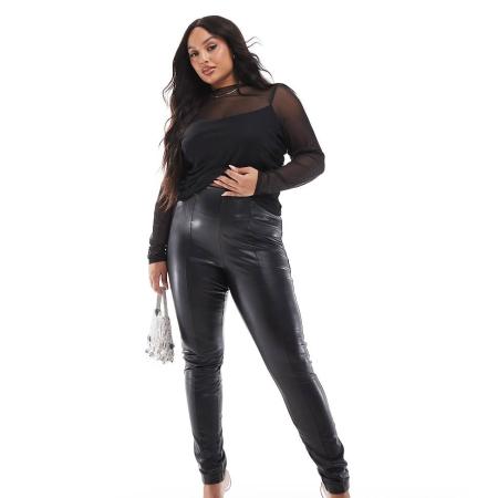 Only Curve Legging van imitatieleer in zwart