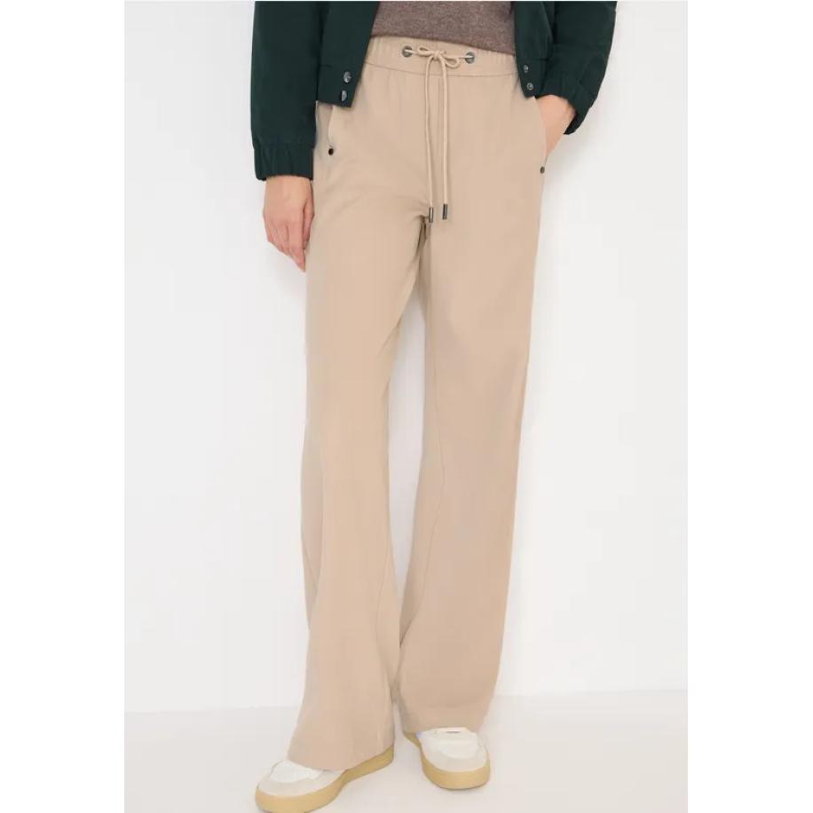 CECIL Broek met wijde pijpen in keperstof Bruin