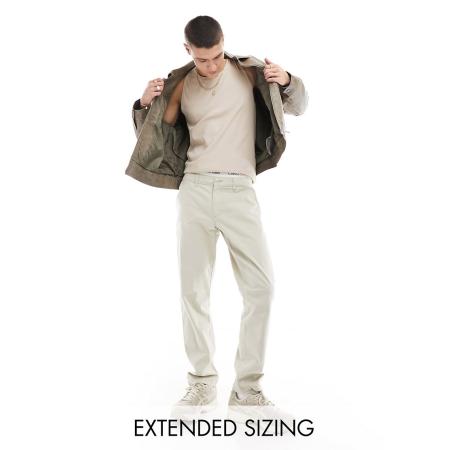 ASOS DESIGN - Smalle chino in kiezelkleur-Neutraal