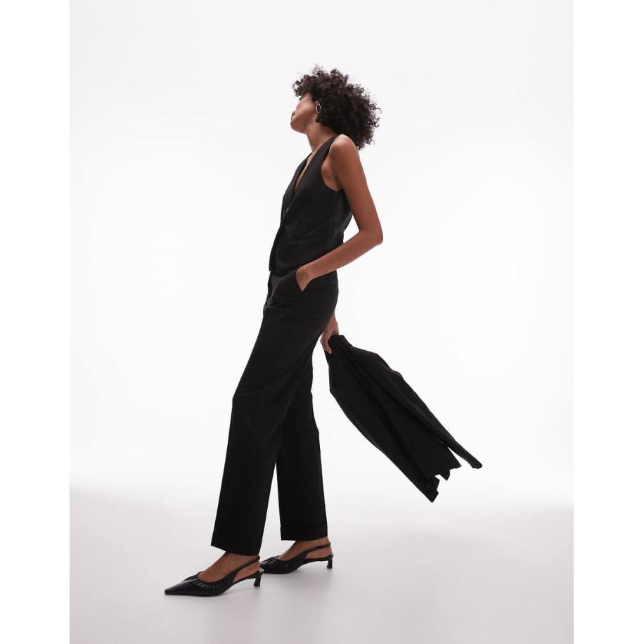 Mango Smalle pantalon in zwart, deel van co-ord set Zwart