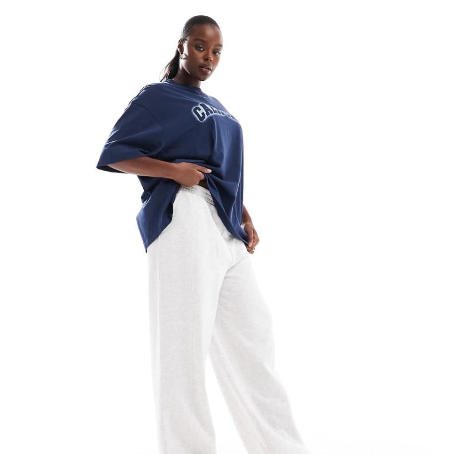 ASOS DESIGN Curve Joggingbroek met rechte pijpen in gemêleerd ijsgrijs Grijs