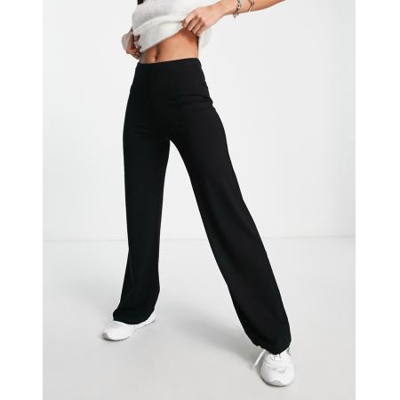 ASOS DESIGN Basic broek van jersey met wijde pijpen in zwart