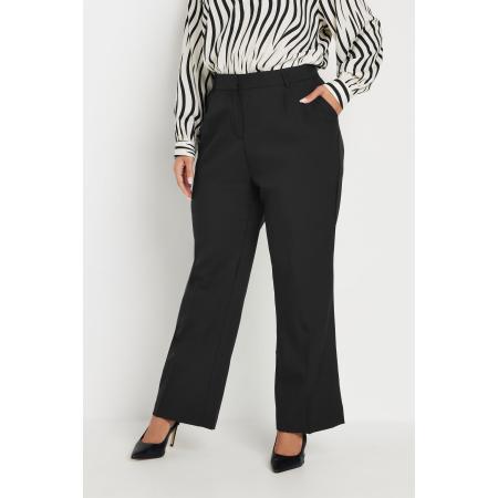 Yours Curve Zwarte Geplooide Voorkant Bootcut Broek Size 66-68