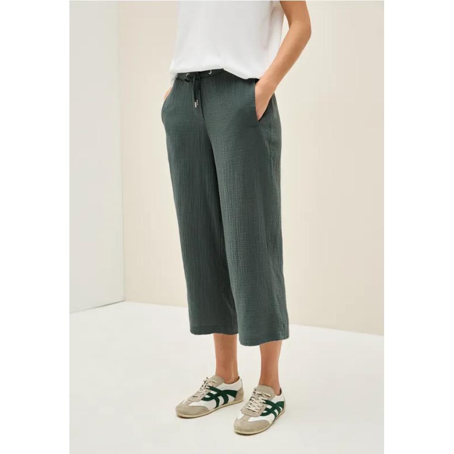 CECIL 3/4 wide leg mousseline broek Groen