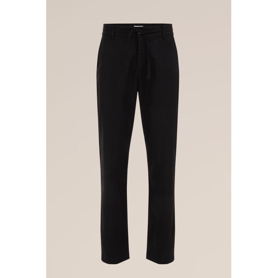 WE Fashion Heren broek van linnenmix - Tapered - Zwart - Linnen - Maat: 29/32 Zwart