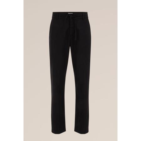 WE Fashion Heren broek van linnenmix - Tapered - Zwart - Linnen - Maat: 29/32