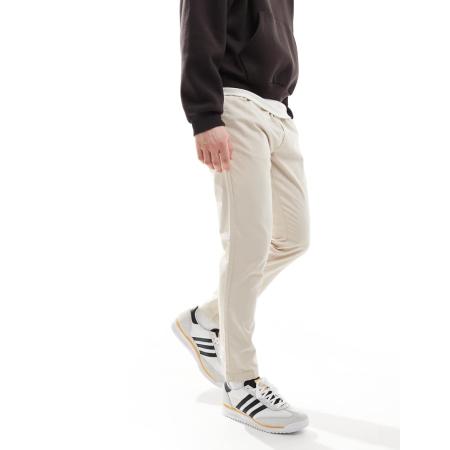 Brave Soul - Broek van keperstof met elastische taille in stone-Grijs