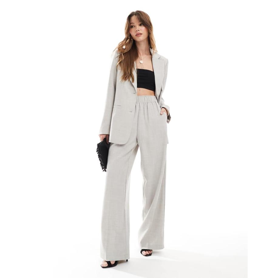 Vero Moda Makkelijke broek met elastische tailleband in blauwgrijs, deel van co-ord set Blauw