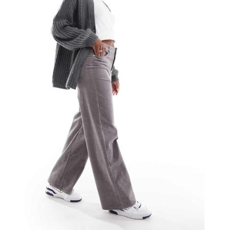 JJXX Broek met wijde pijpen van corduroy in grijs