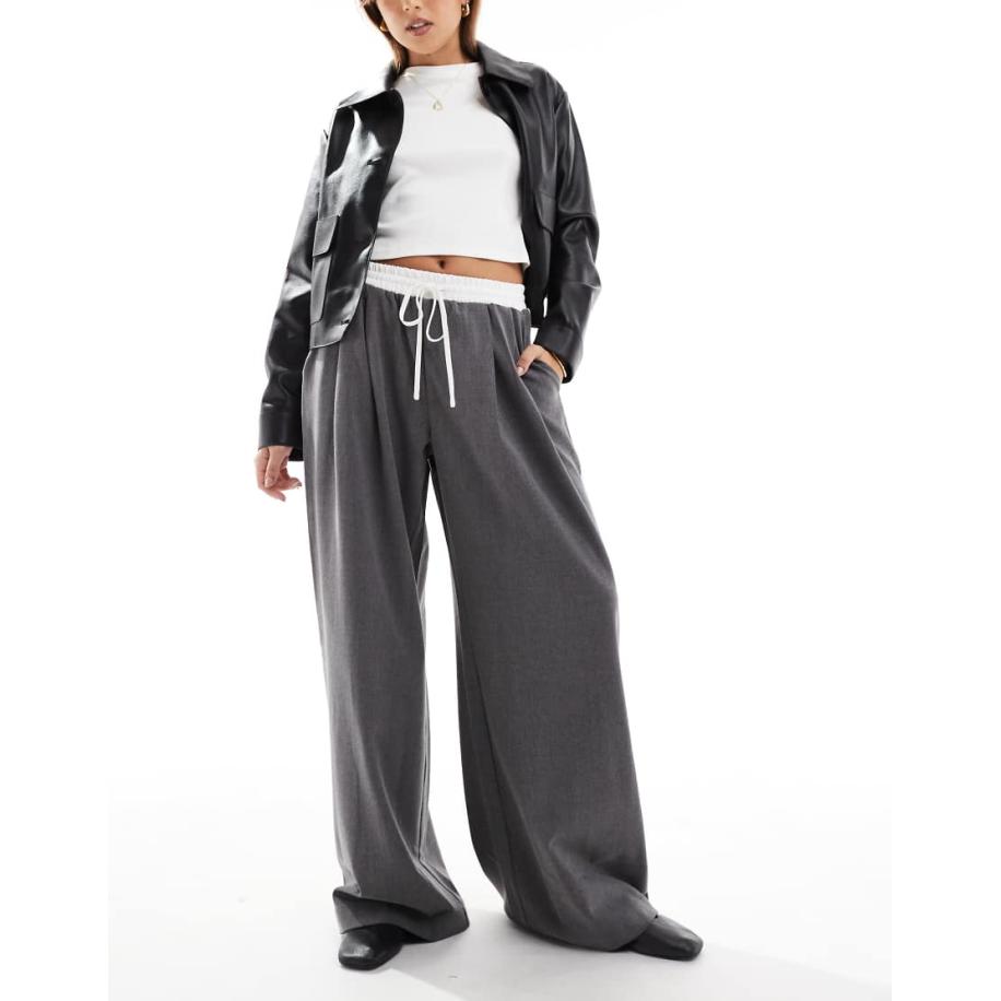 Cotton On Broek zonder sluiting met wijde pijpen in antracietgrijs Grijs