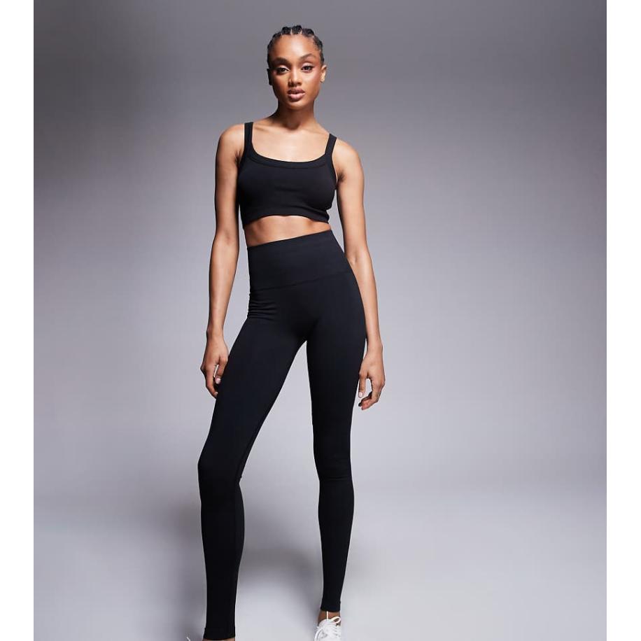 4505 Tall Gladde naadloze fitnesslegging met hoge taille in zwart Zwart