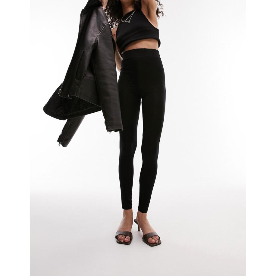 Topshop Legging met hoge taille in zwart Zwart