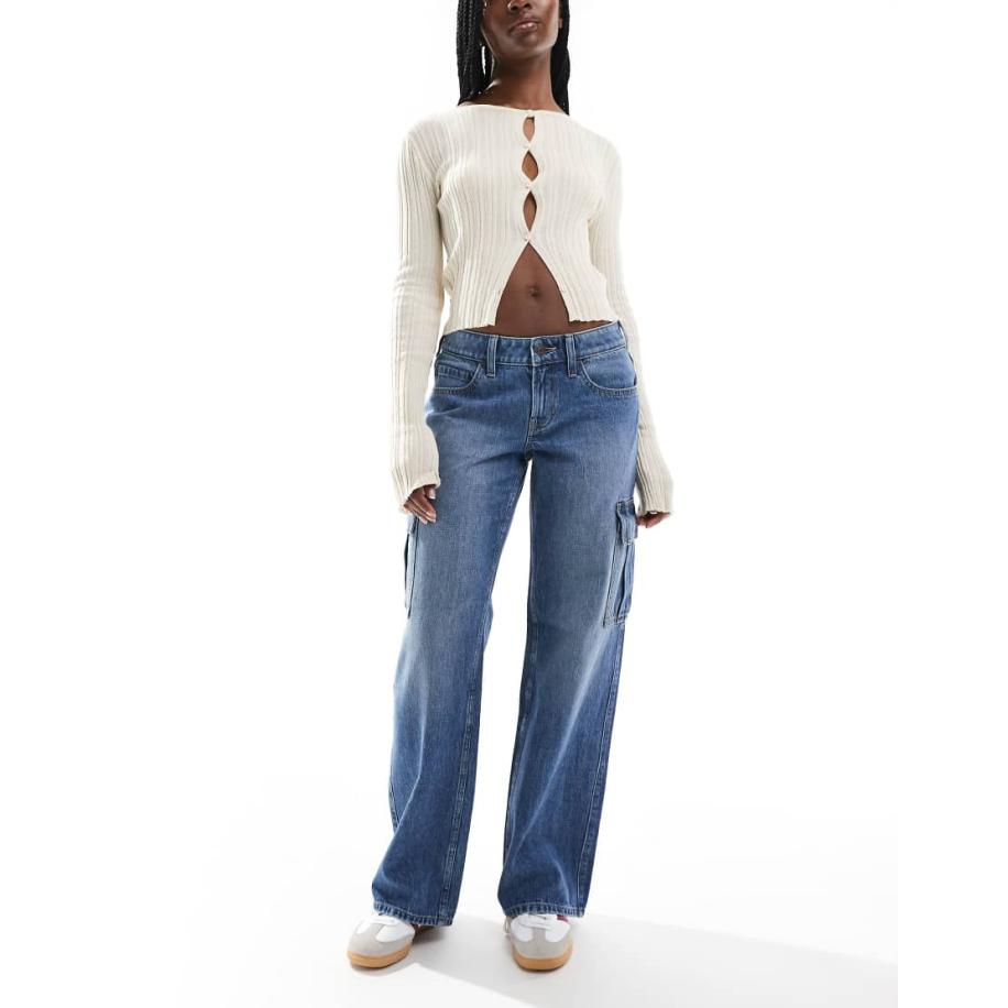 Hollister Cargojeans met lage taille in blauw Blauw