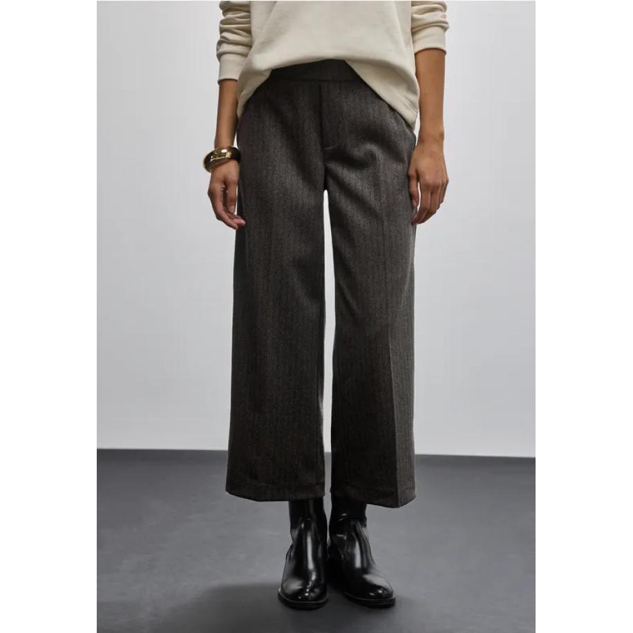 Street One Culottes met visgraatmotief Bruin