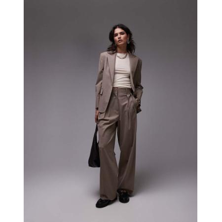 Mango Ruimvallende broek in bruin, deel van co-ord set