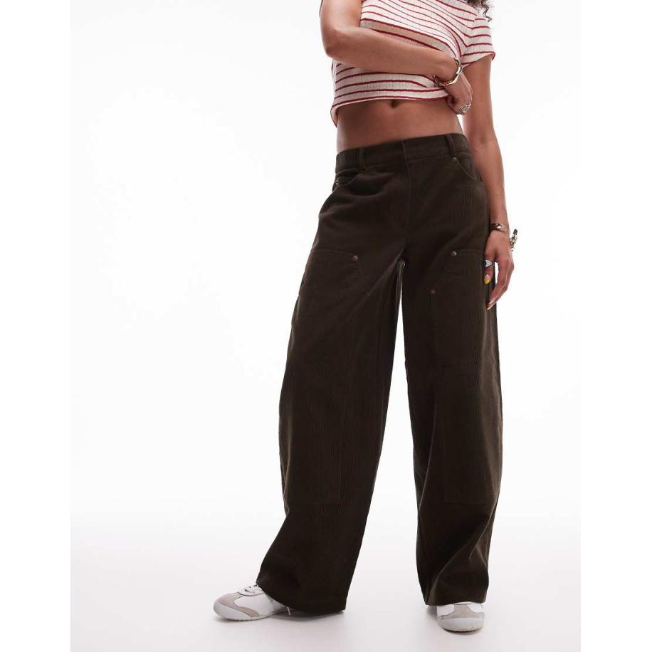 Topshop Broek van corduroy in bruin Bruin