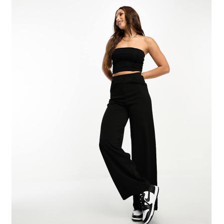 ASOS DESIGN Tall Elegante broek van jersey met wijde pijpen in zwart