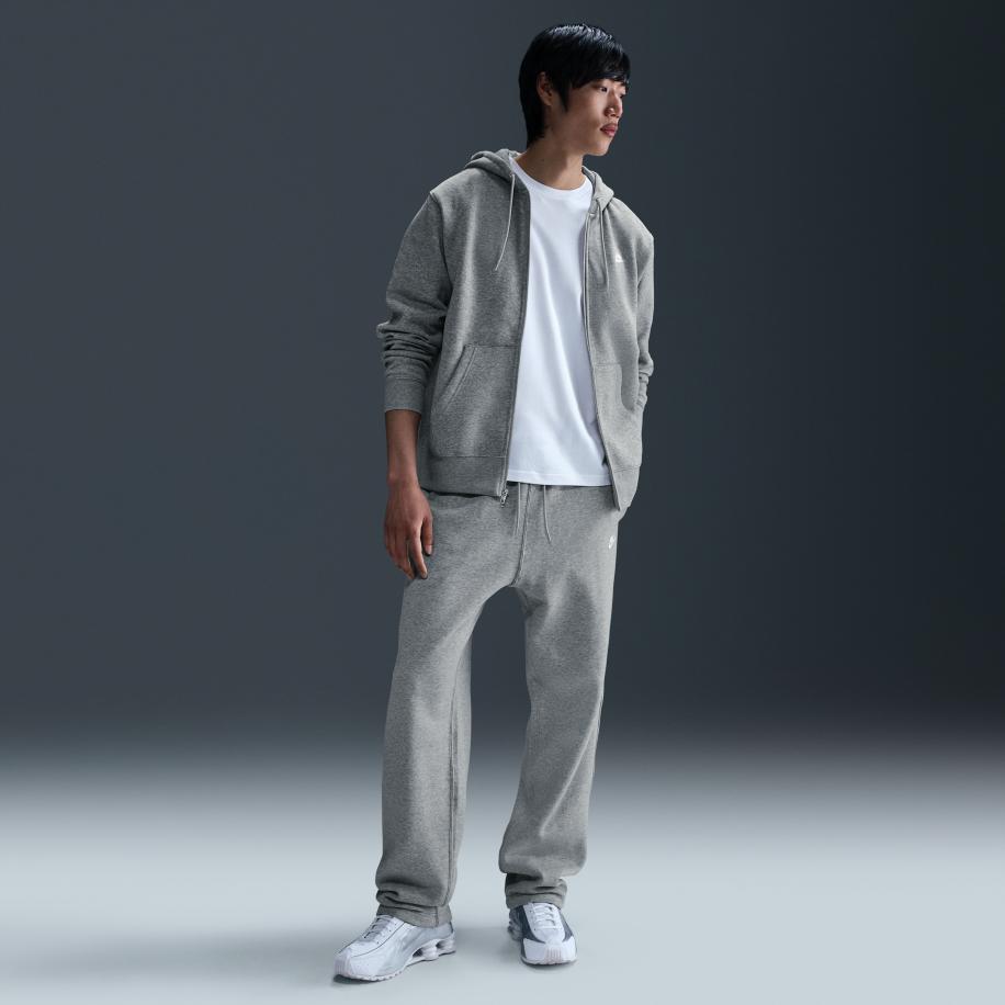Nike Club fleecebroek met open zoom voor heren - Grijs Grijs